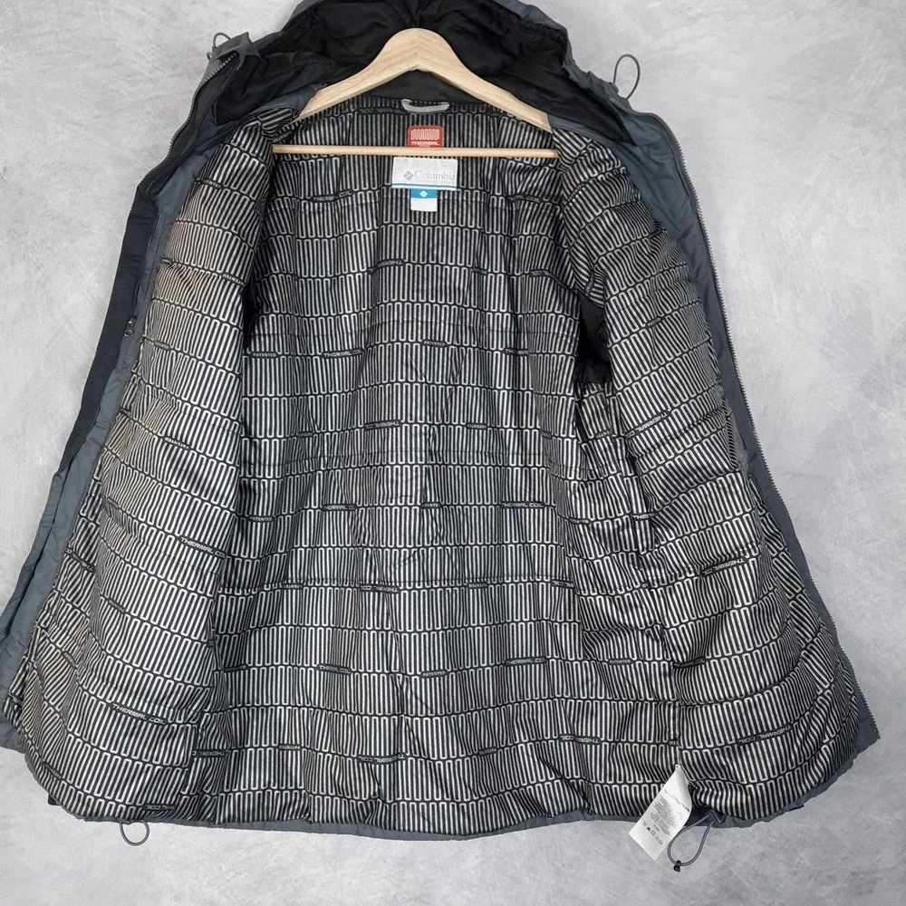 Columbia Jacket Mens Large Gray Wister Slope Thermal Coil Hooded Insulated
